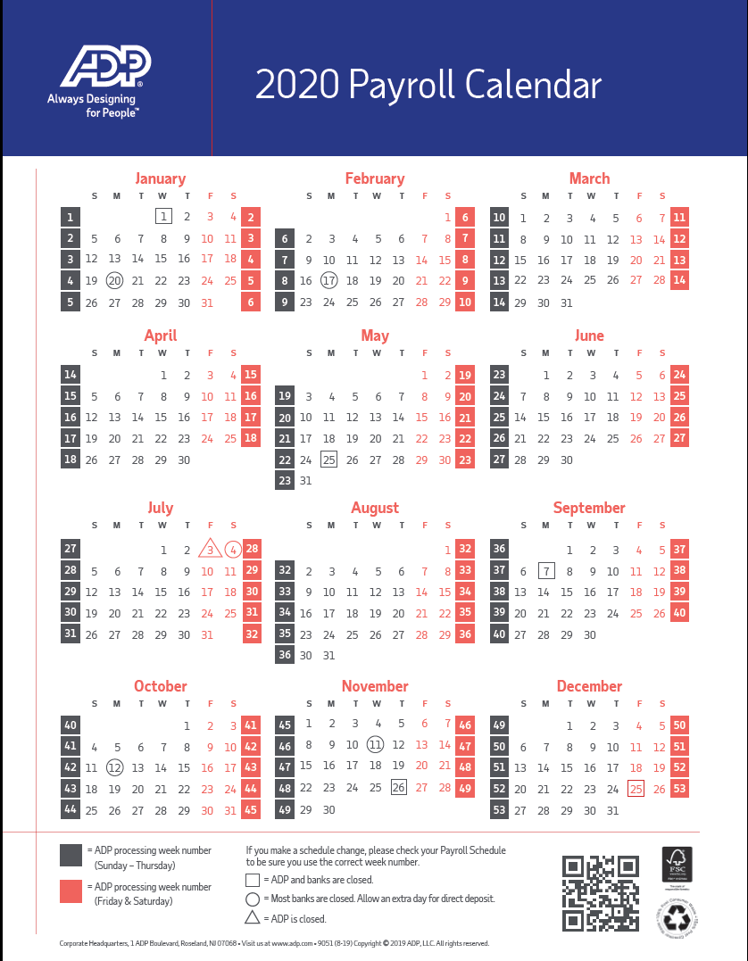 2021 Biweekly Payroll Calendar Adp