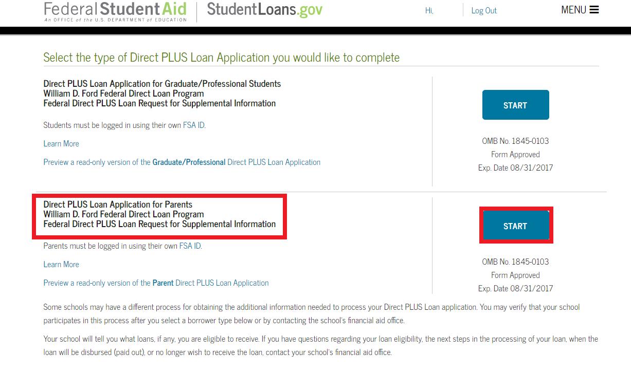Federal Direct Parent PLUS Loan  Office of Student ...