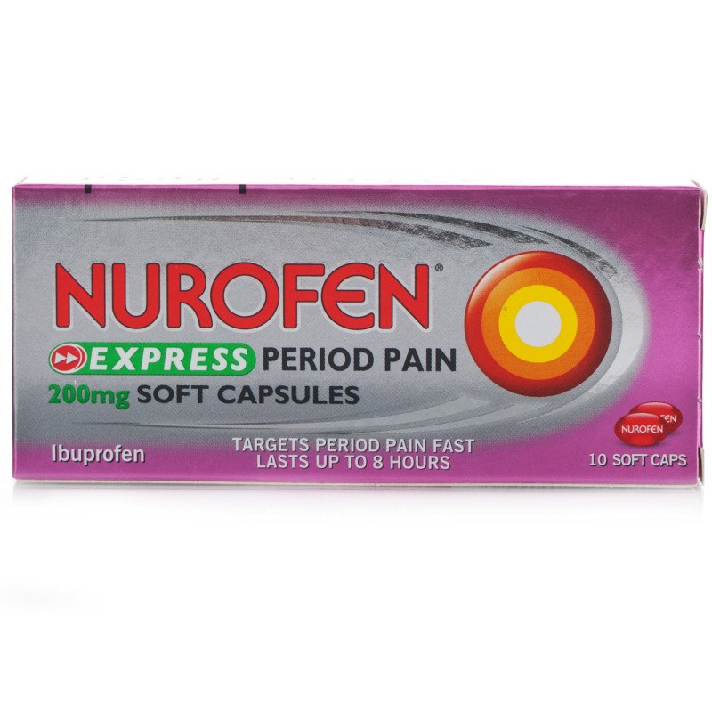 Nurofen Express Ibuprofen 200mg Caps for Period Pain