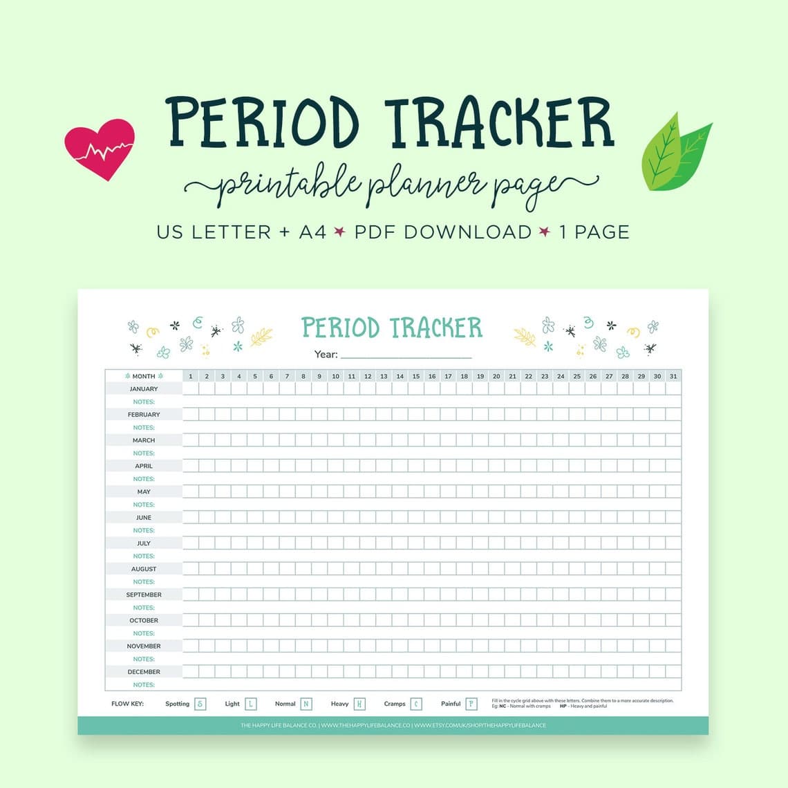 Period Tracker Health Planner Menstrual Tracker Self Care